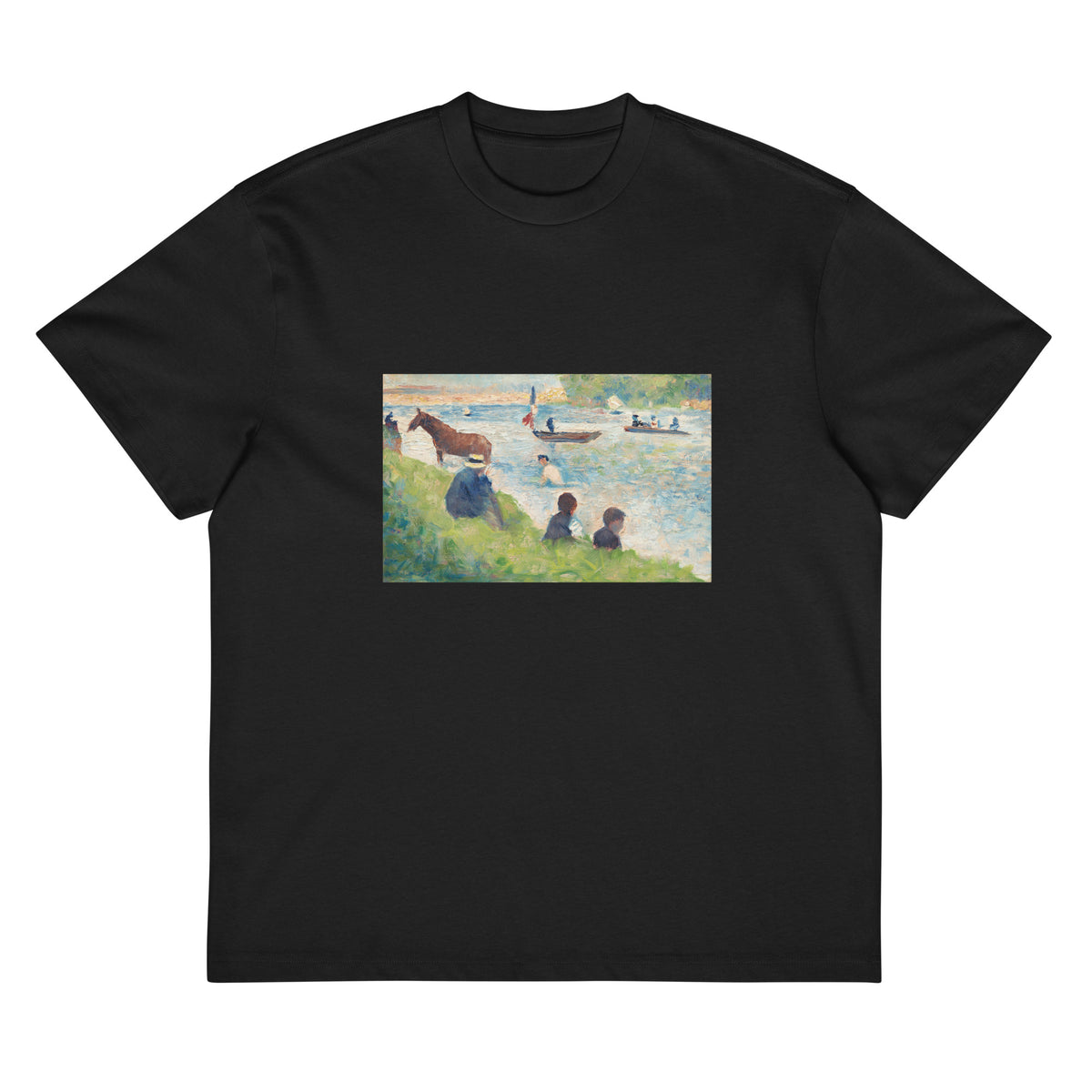 Black T-shirt Horse And Boats Study For Bathers At Asnieres Signature