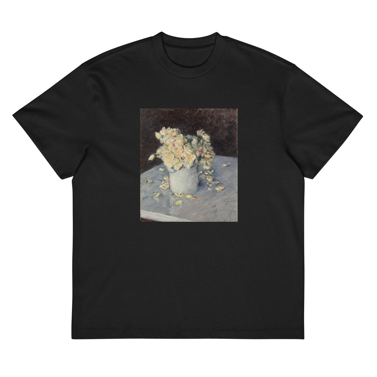 Black T-shirt Yellow Roses In A Vase Signature
