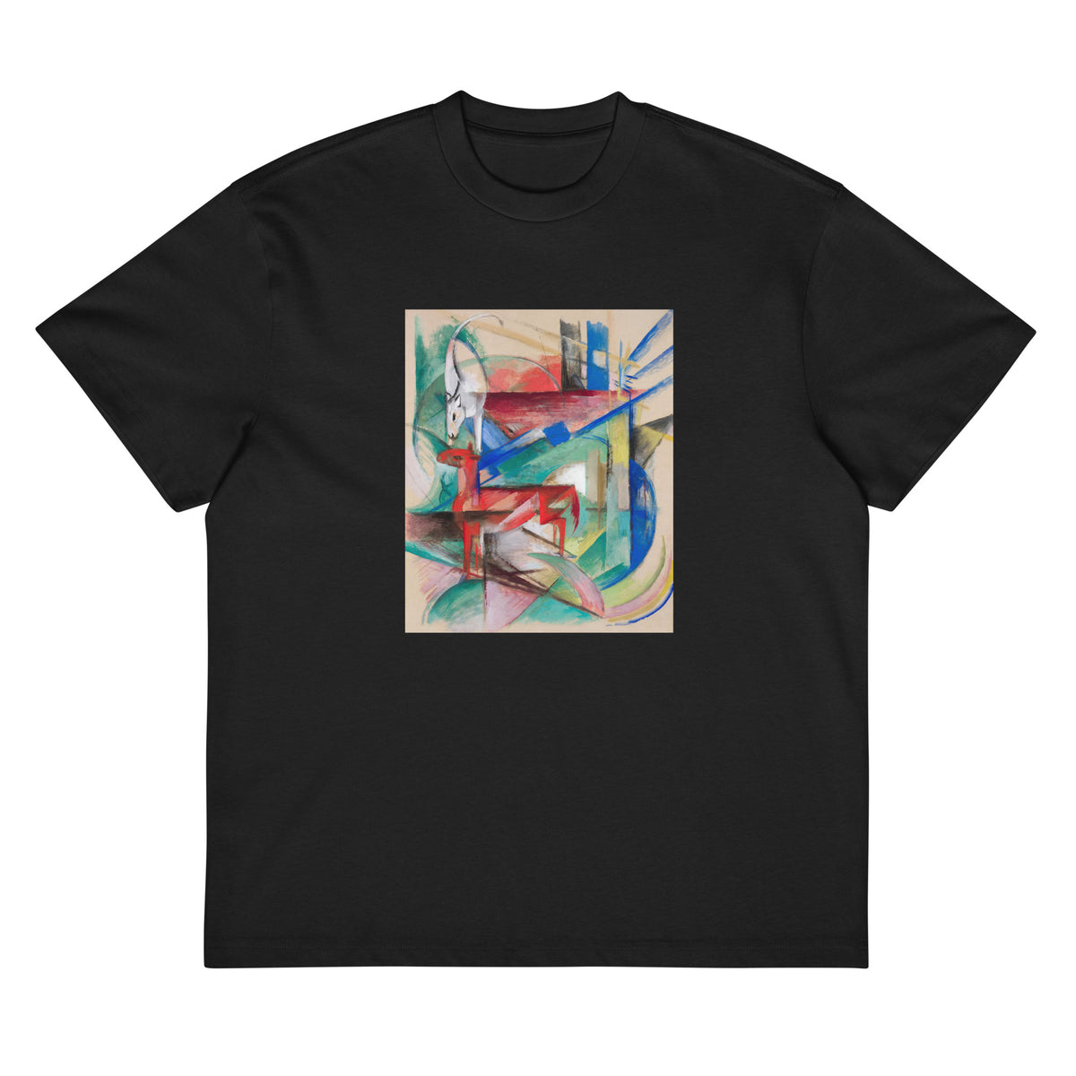 Black T-shirt Landscape With Animals Signature