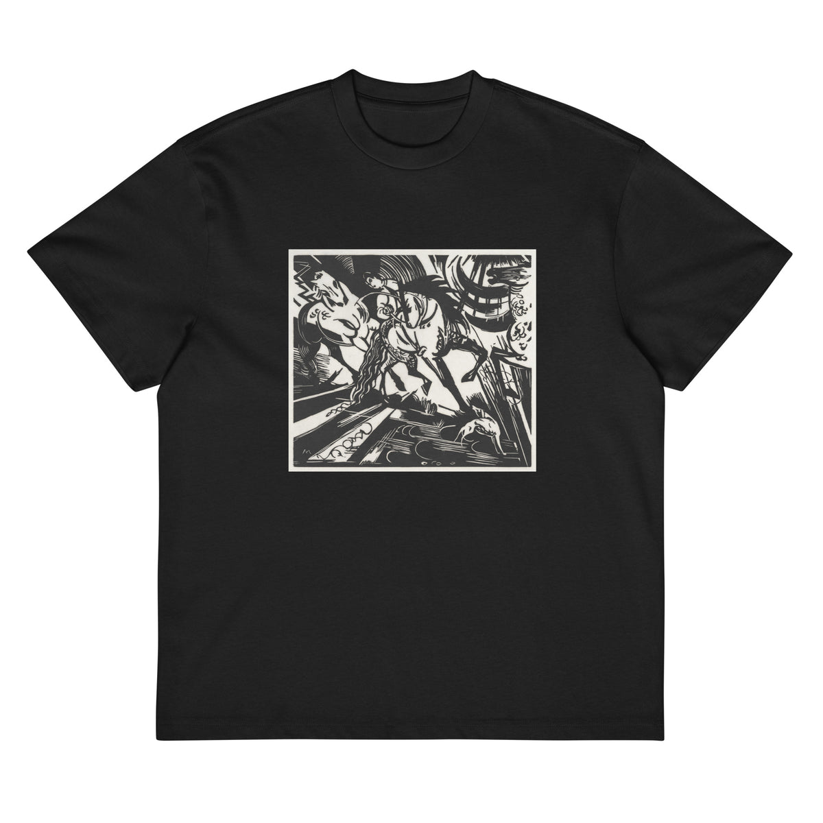 Black T-shirt The Riding School Print Signature