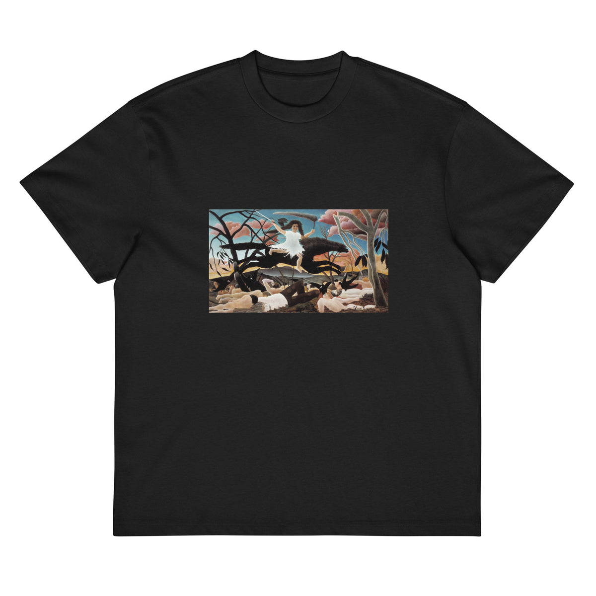 Black T-shirt Henri Rousseau War La Guerre Famous Painting Signature