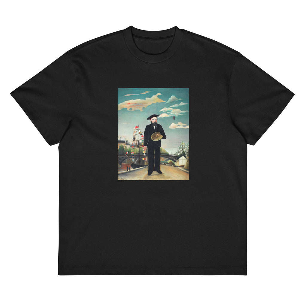 Black T-shirt Henri Rousseau Myself Portrait Landscape Famous Painting Signature