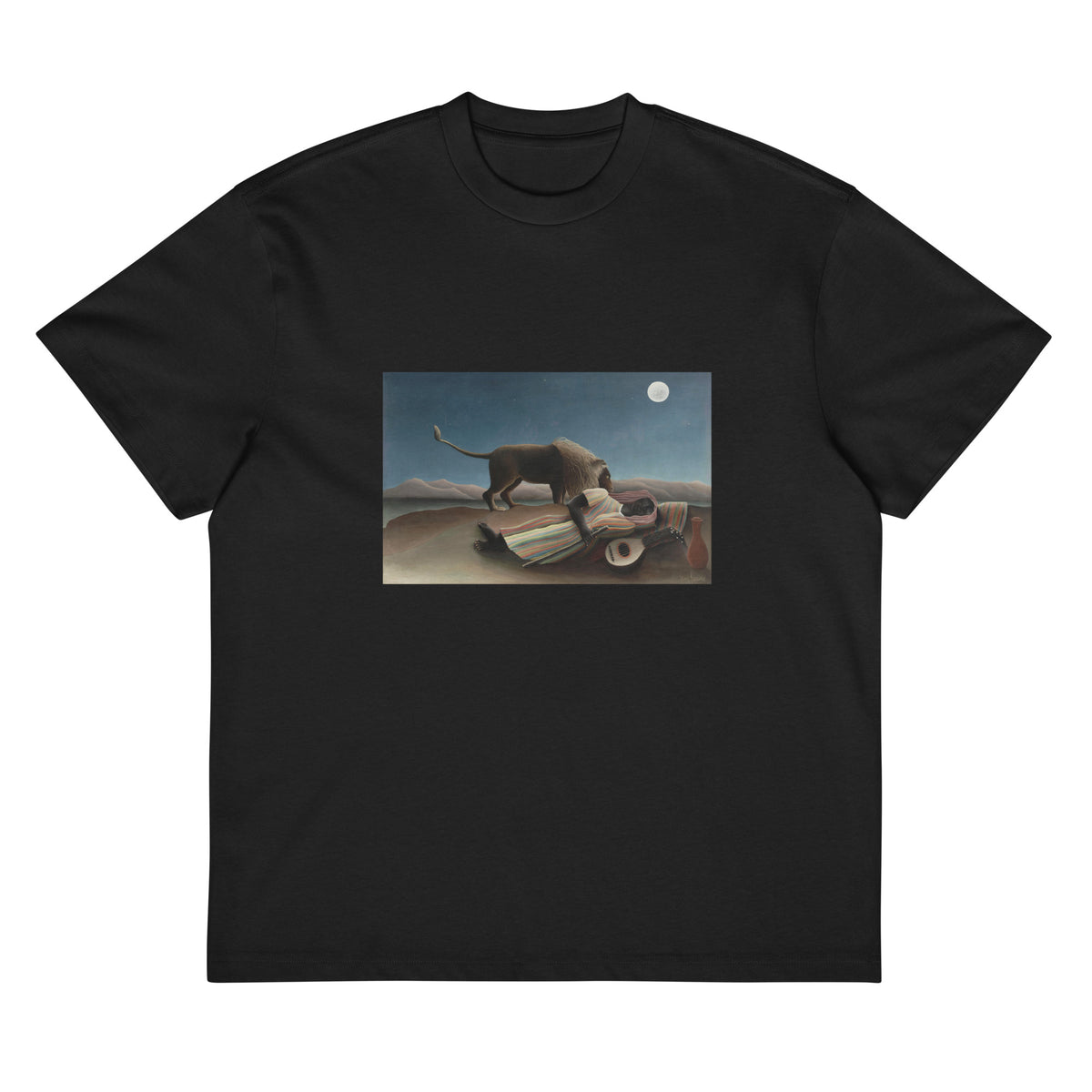 Black T-shirt Henri Rousseau The Sleeping Gypsy La Bohemienne Endormie Famous Painting Signature