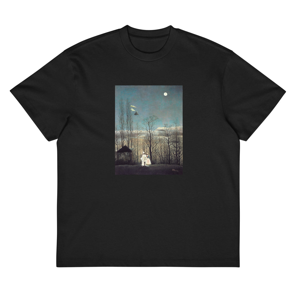 Black T-shirt Henri Rousseau Carnival Evening Famous Painting Signature