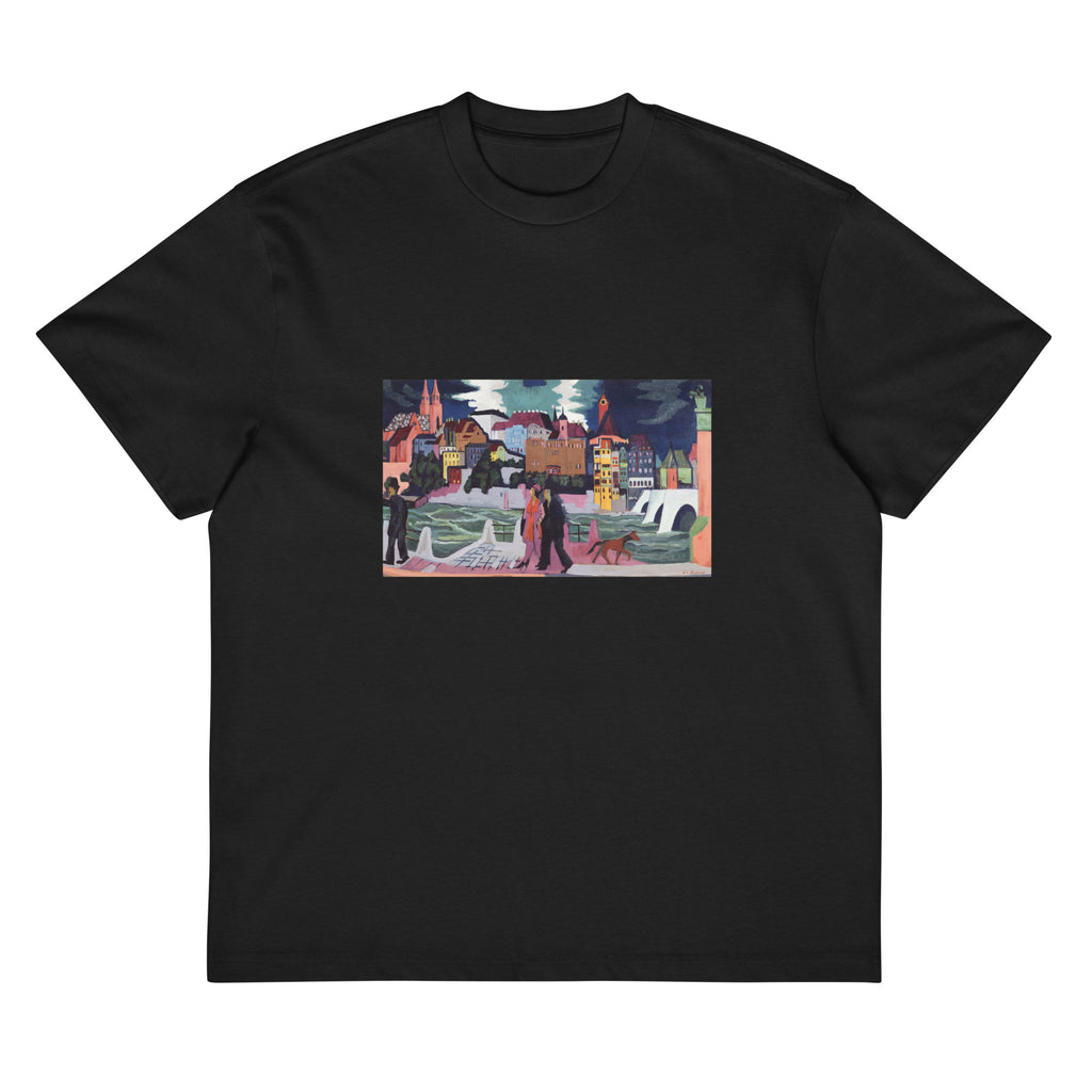 Black T-shirt Ernst Ludwig Kirchner View Of Basel And The Rhine Famous Painting Signature