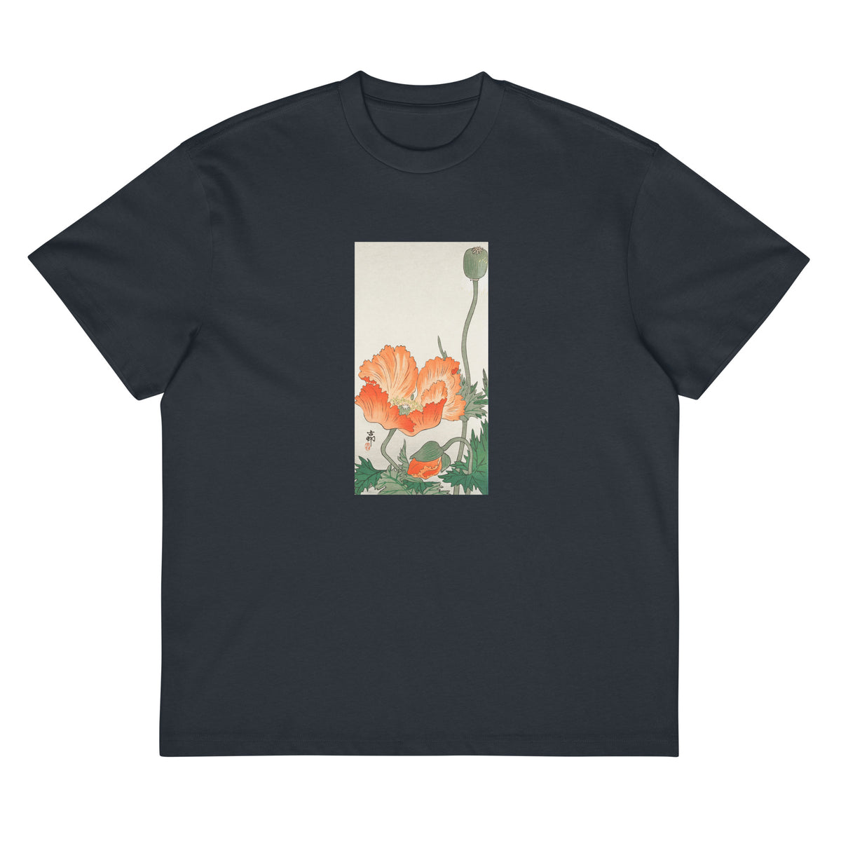 Navy T-shirt Birds And Plants - Ohara Koson 1900 Signature