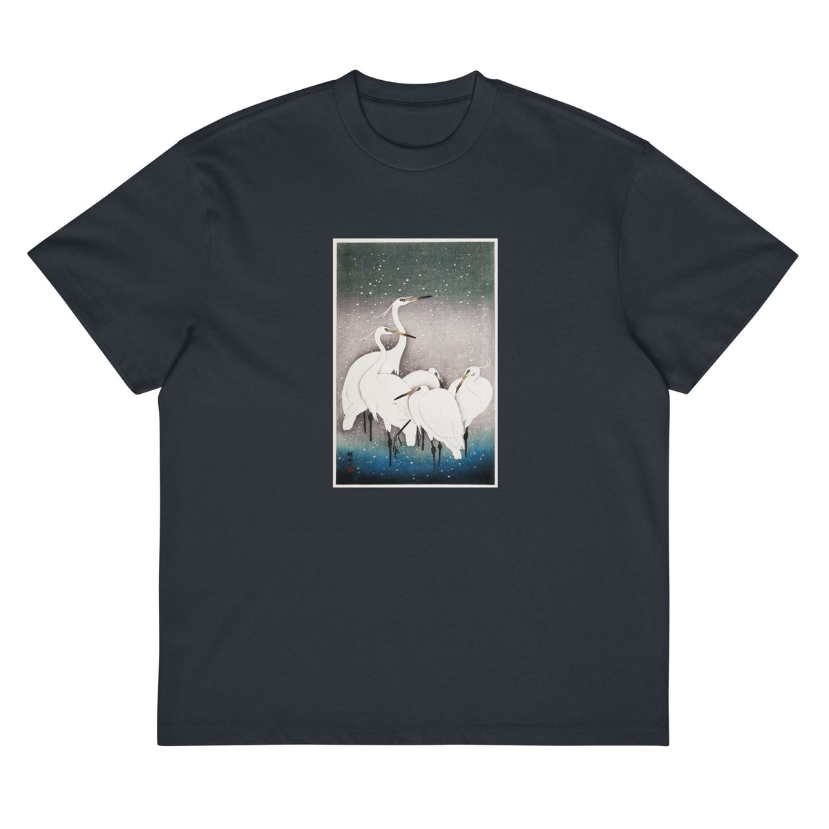 Navy T-shirt Group Of Egrets - Ohara Koson 1925 Signature