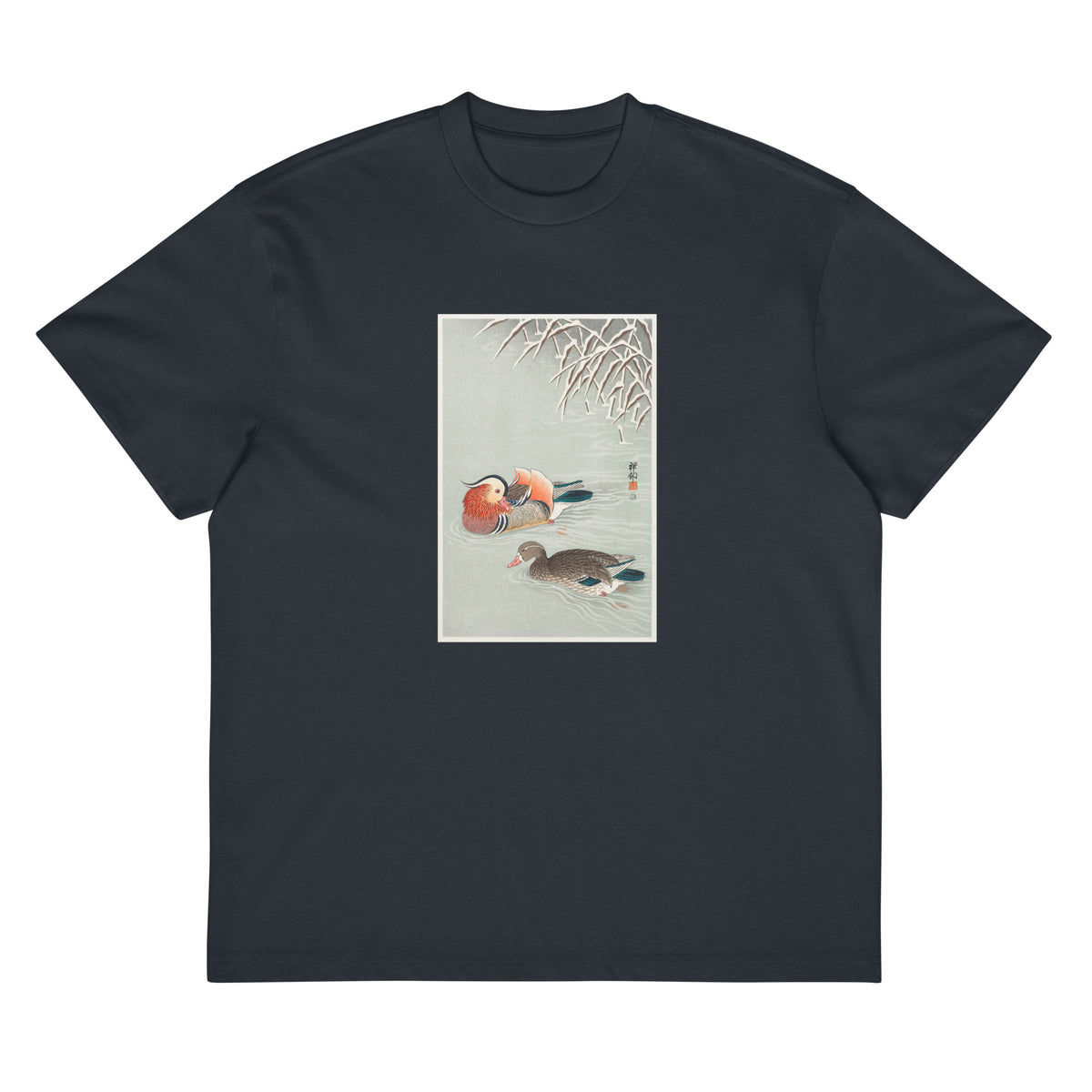 Navy T-shirt Mandarin Ducks - Ohara Koson 1925 Signature