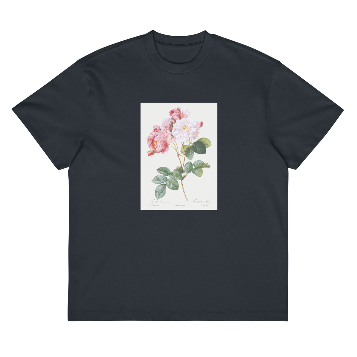 Navy T-shirt Rosa Damascena Rosebush Rosa Damascena Signature