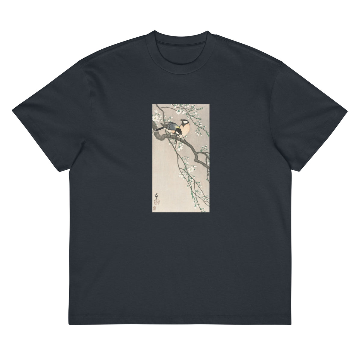 Navy T-shirt Tits On Cherry Branch Signature