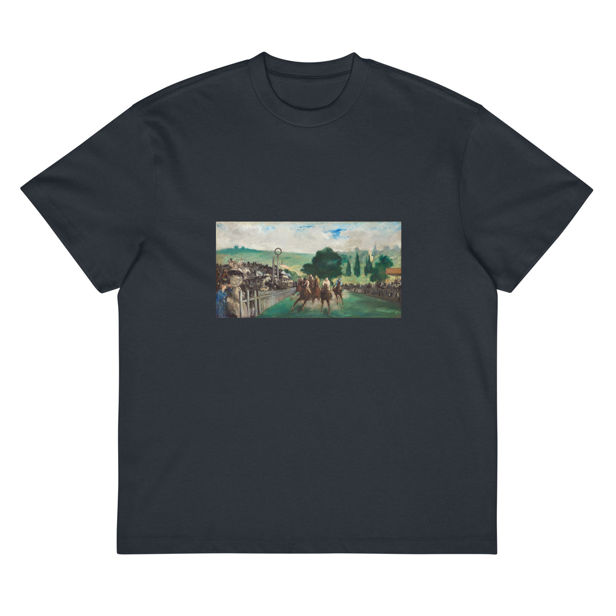 Navy T-shirt The Races At Longchamp Painting In High Resolution Signature
