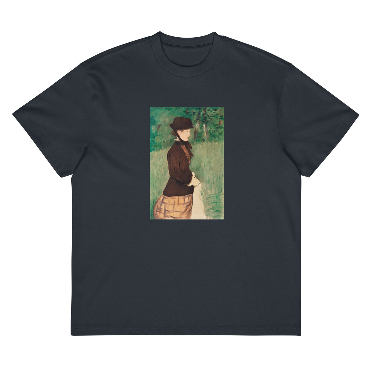 Navy T-shirt Young Woman In A Garden Jeune Femme Dans Un Jardin Painting In High Resolution Signature
