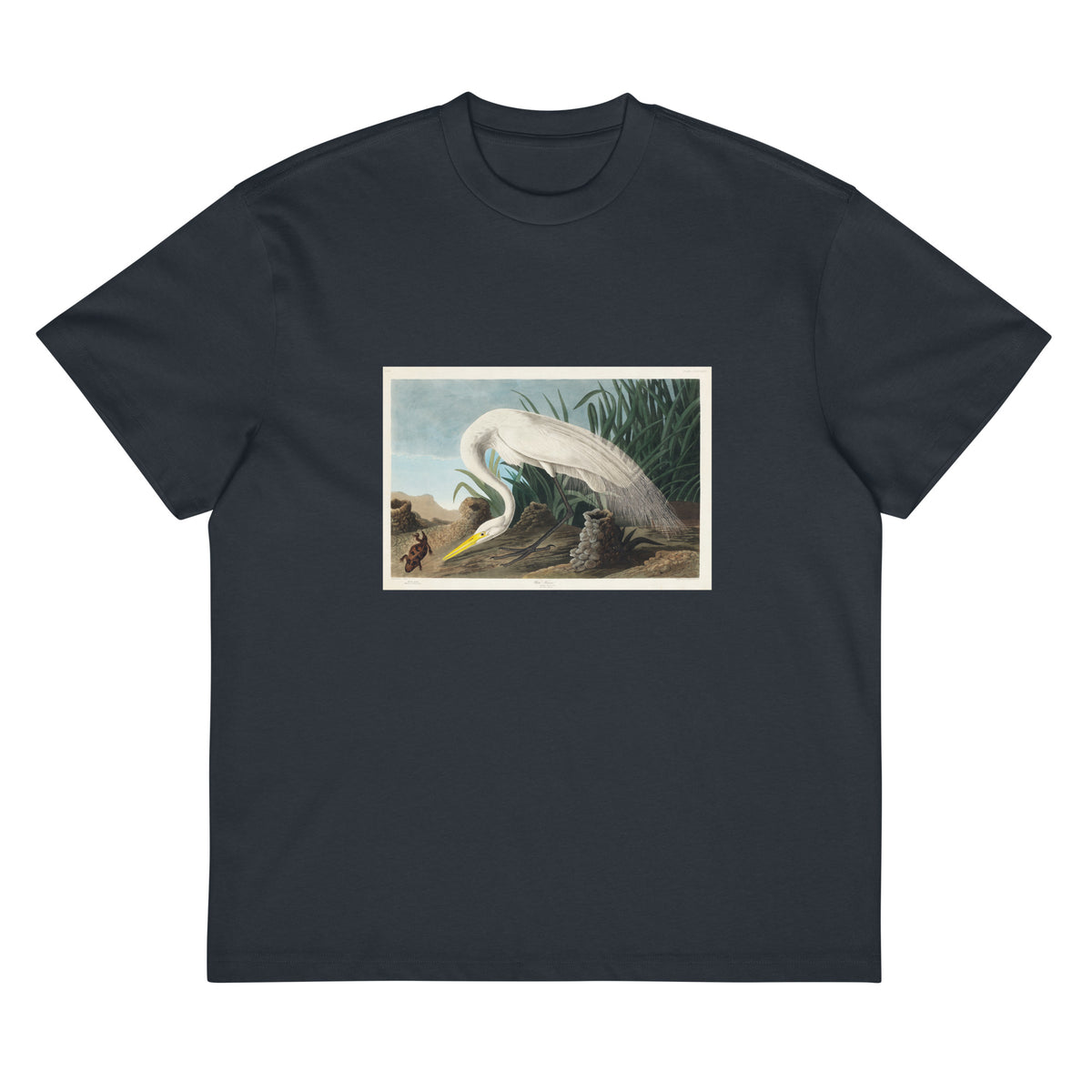 Navy T-shirt White Heron Signature