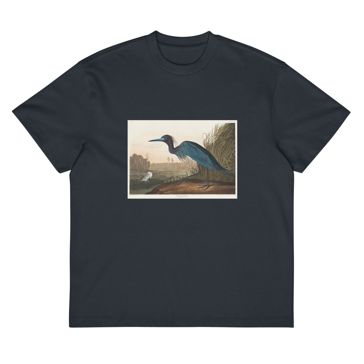 Navy T-shirt Blue Crane Or Heron Signature