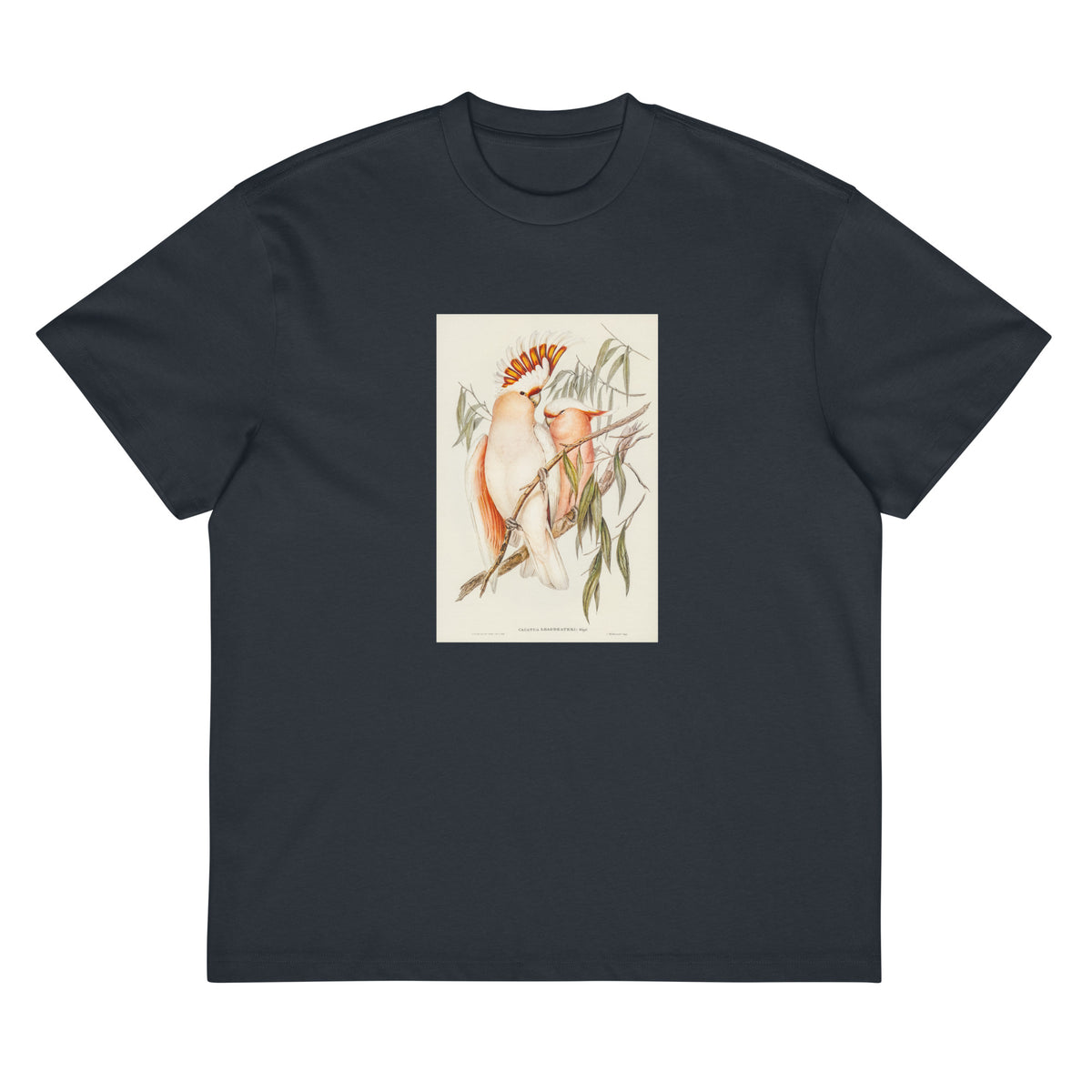 Navy T-shirt Leadbeater S Cockatoo Cacatua Leadbeaterii Illustrated - Elizabeth Gould 1804 Signature
