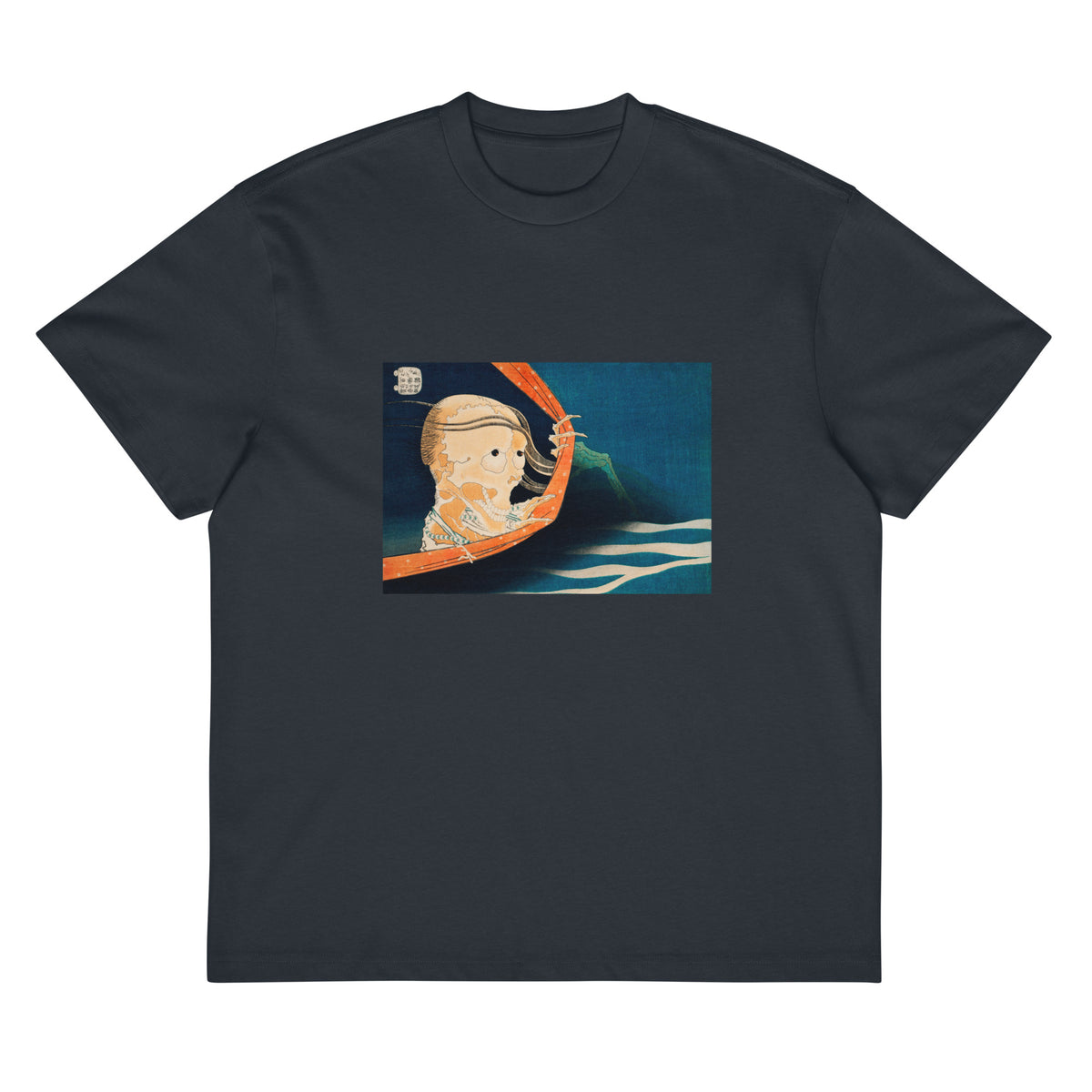 Navy T-shirt Kohala Koheiji - Katsushika Hokusai 1760 Signature