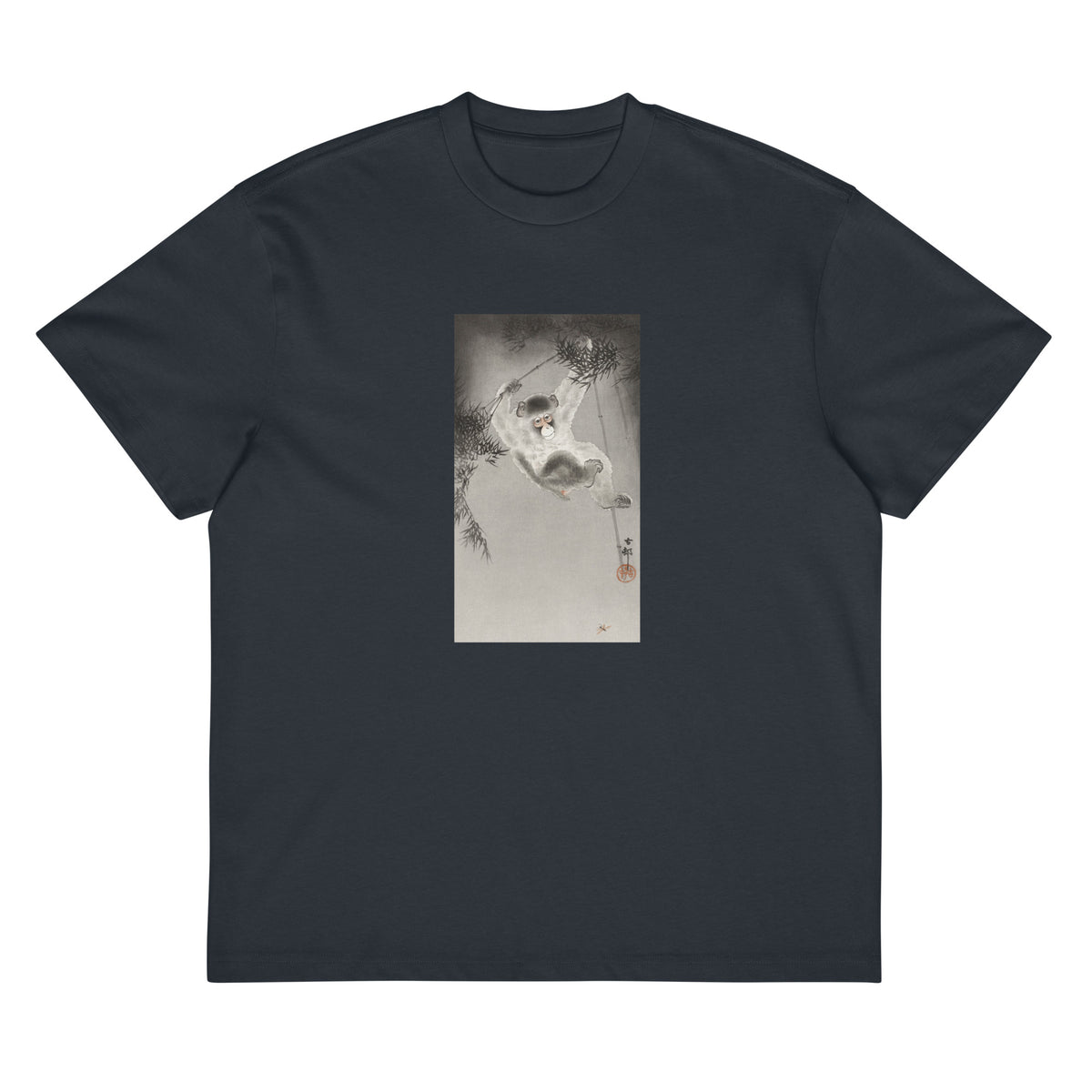 Navy T-shirt Monkey Hanging - Ohara Koson 1900 Signature