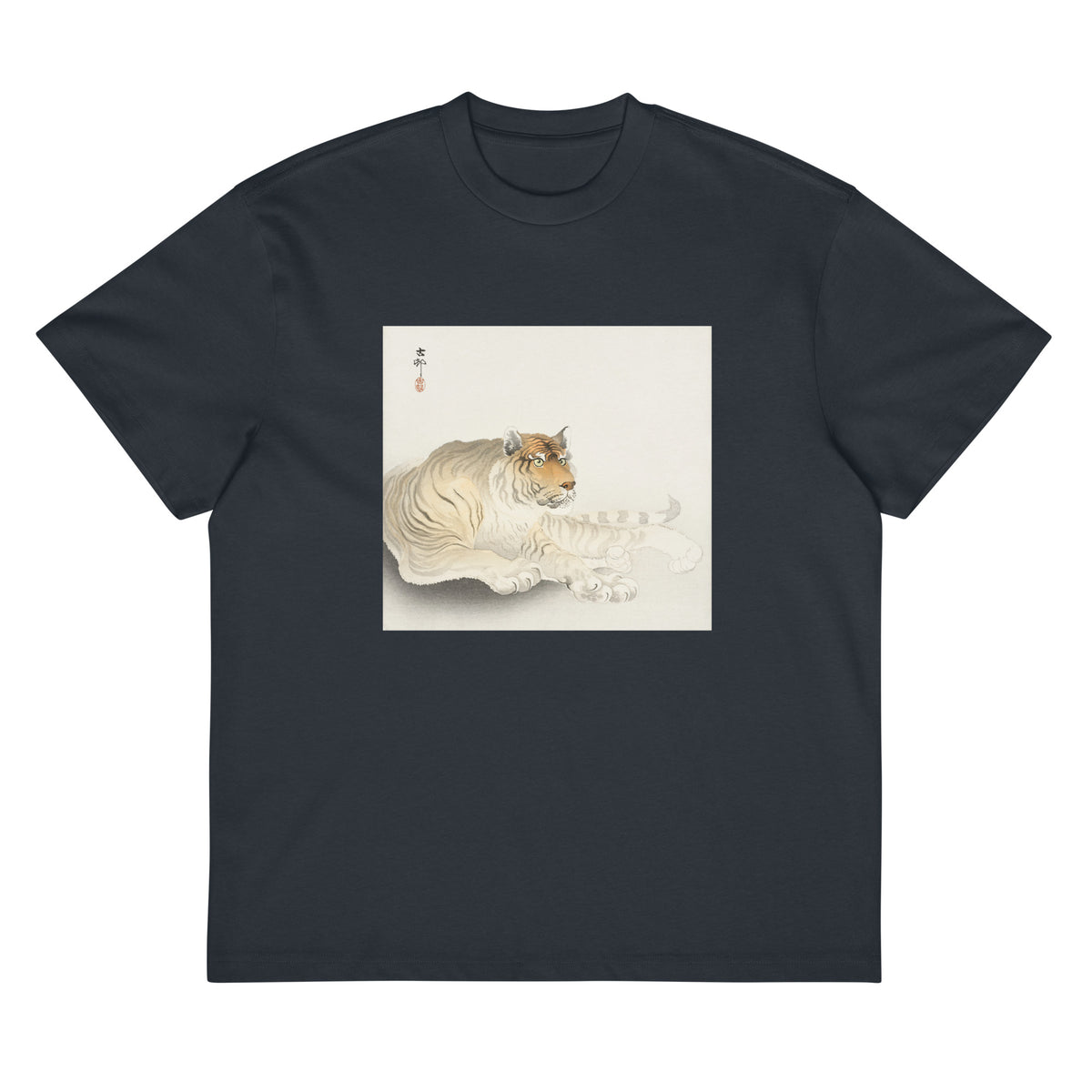 Navy T-shirt Tiger - Ohara Koson 1900 Signature