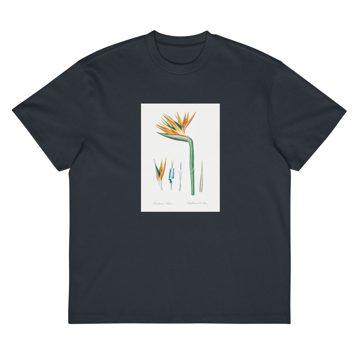 Navy T-shirt Bird Of Paradise Illustration Signature