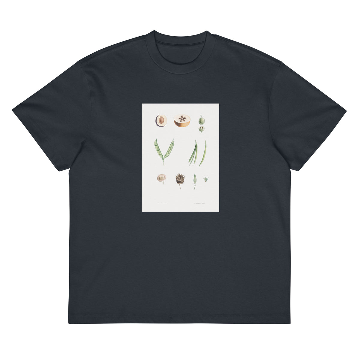Navy T-shirt Plants Part - Pierre-Joseph Redoute 1759 Signature