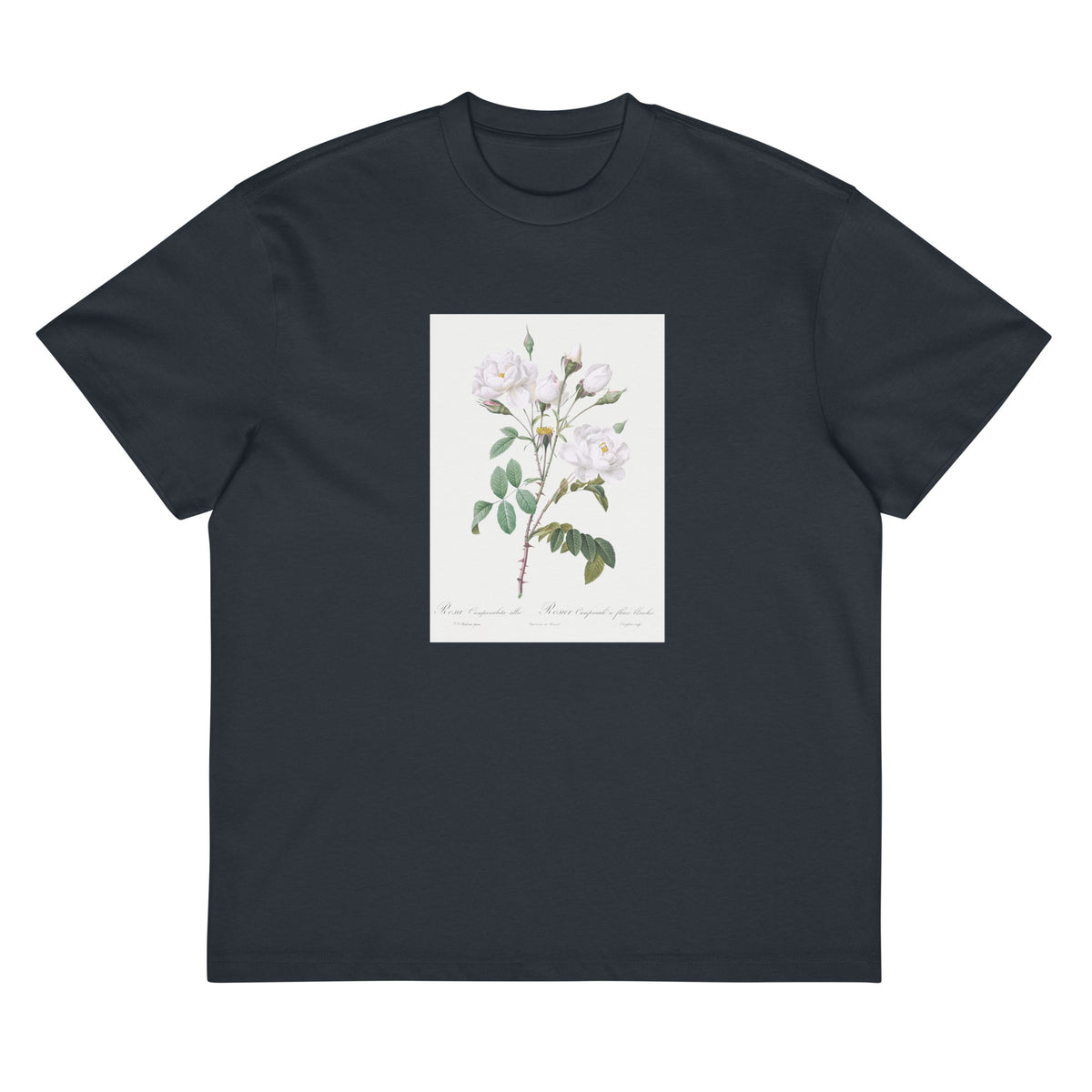 Navy T-shirt Rosa Campanulata Alba Also Known As Pink Bellflowers To White Flowers Signature