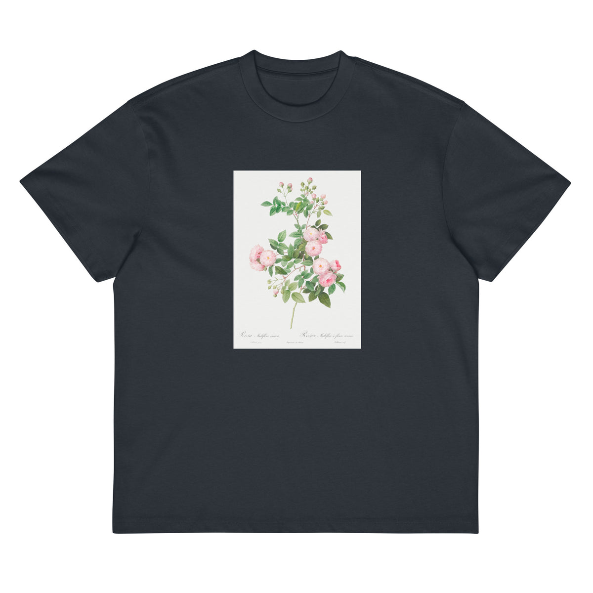 Navy T-shirt Flesh-Pink Multiflora Rosa Multiflora Carnea Signature
