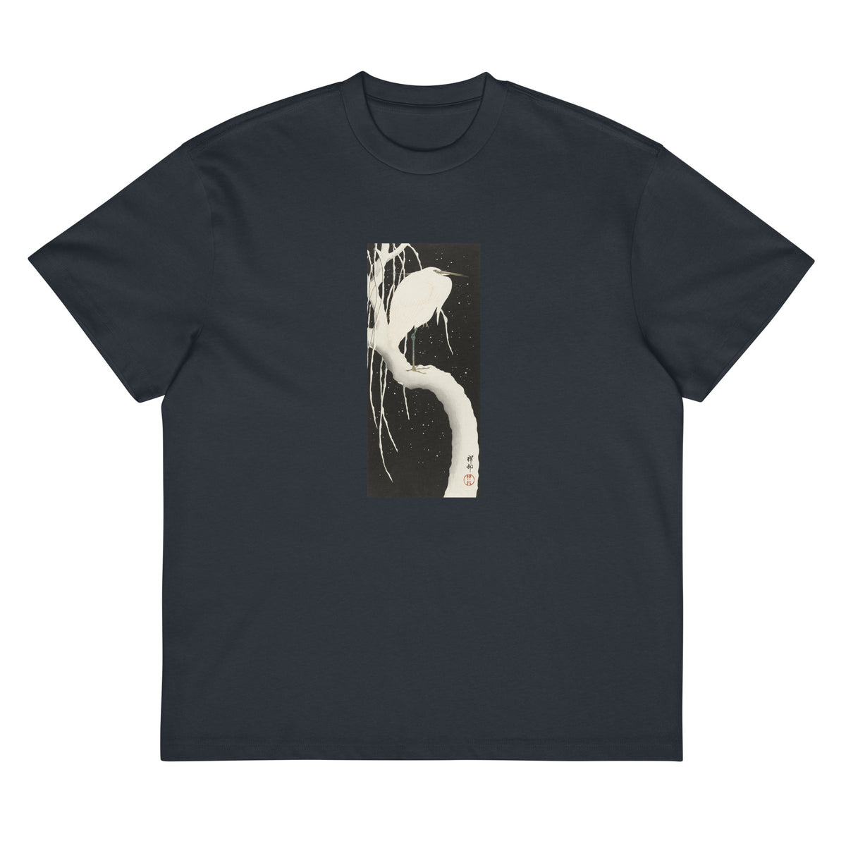 Navy T-shirt Heron In Snow Signature