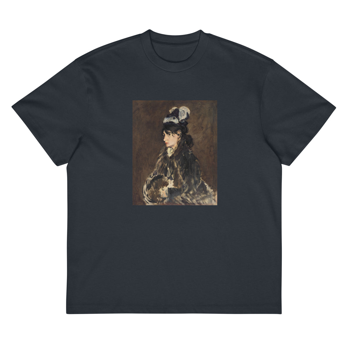 Navy T-shirt Berthe Morisot C 1869 Painting In High Resolution Signature