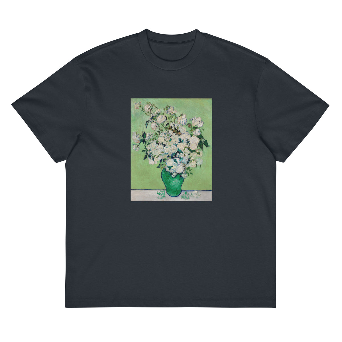 Navy T-shirt Roses Van Gogh Met Signature