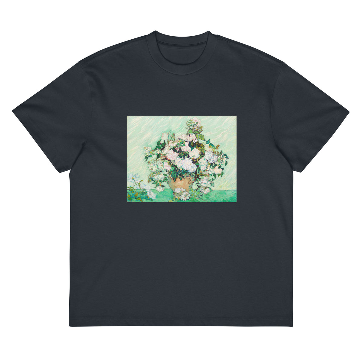Navy T-shirt Roses Van Gogh Nga Signature