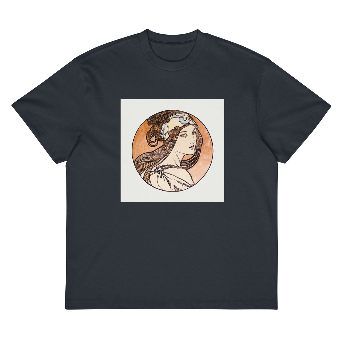 Navy T-shirt Stained Glass Fouquet Mucha I Signature