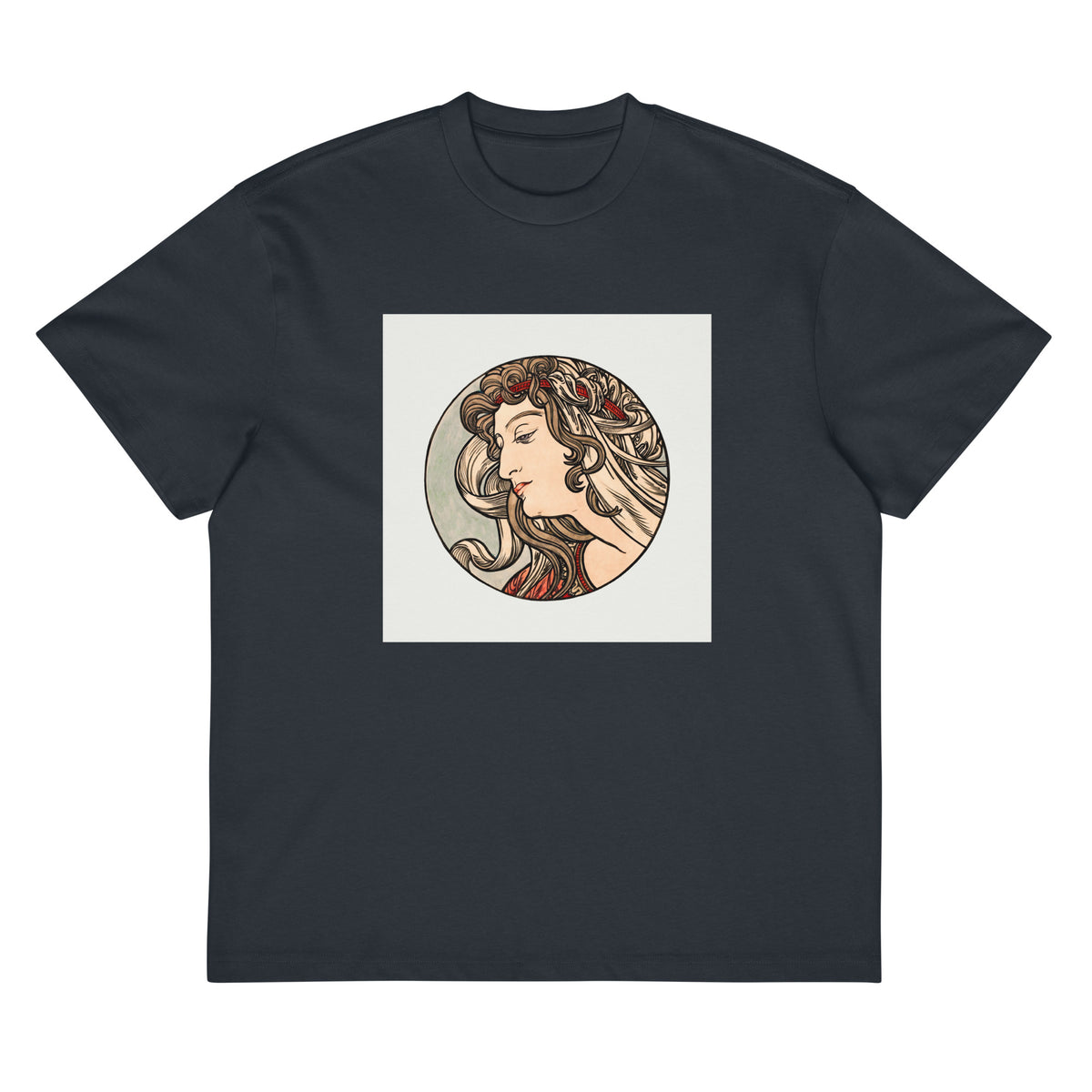 Navy T-shirt Stained Glass Fouquet Mucha V Signature