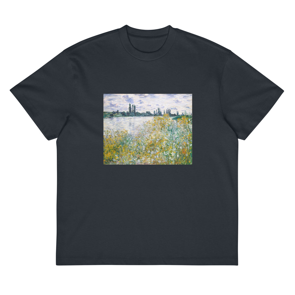 Navy T-shirt Icirc Le Aux Fleurs Near Vetheuil Signature