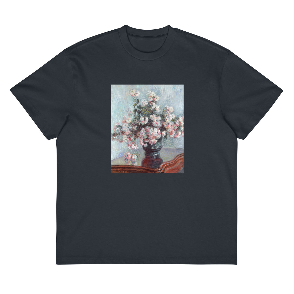 Navy T-shirt Chrysanthemums Signature
