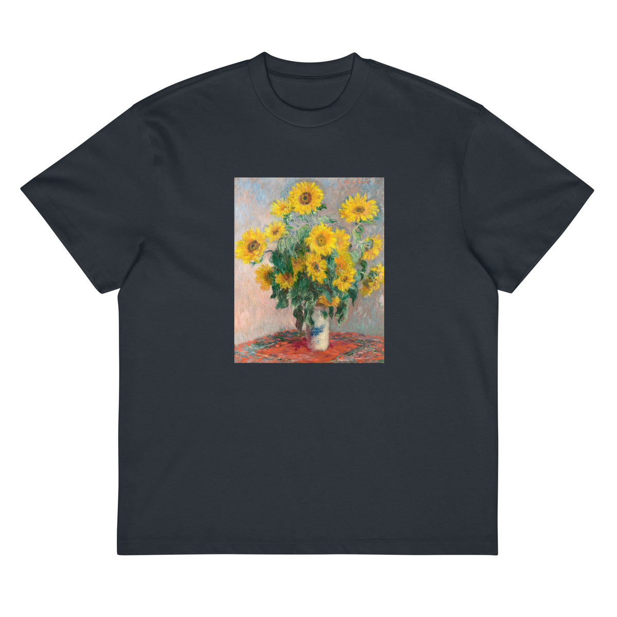 Navy T-shirt Bouquet Of Sunflowers Signature