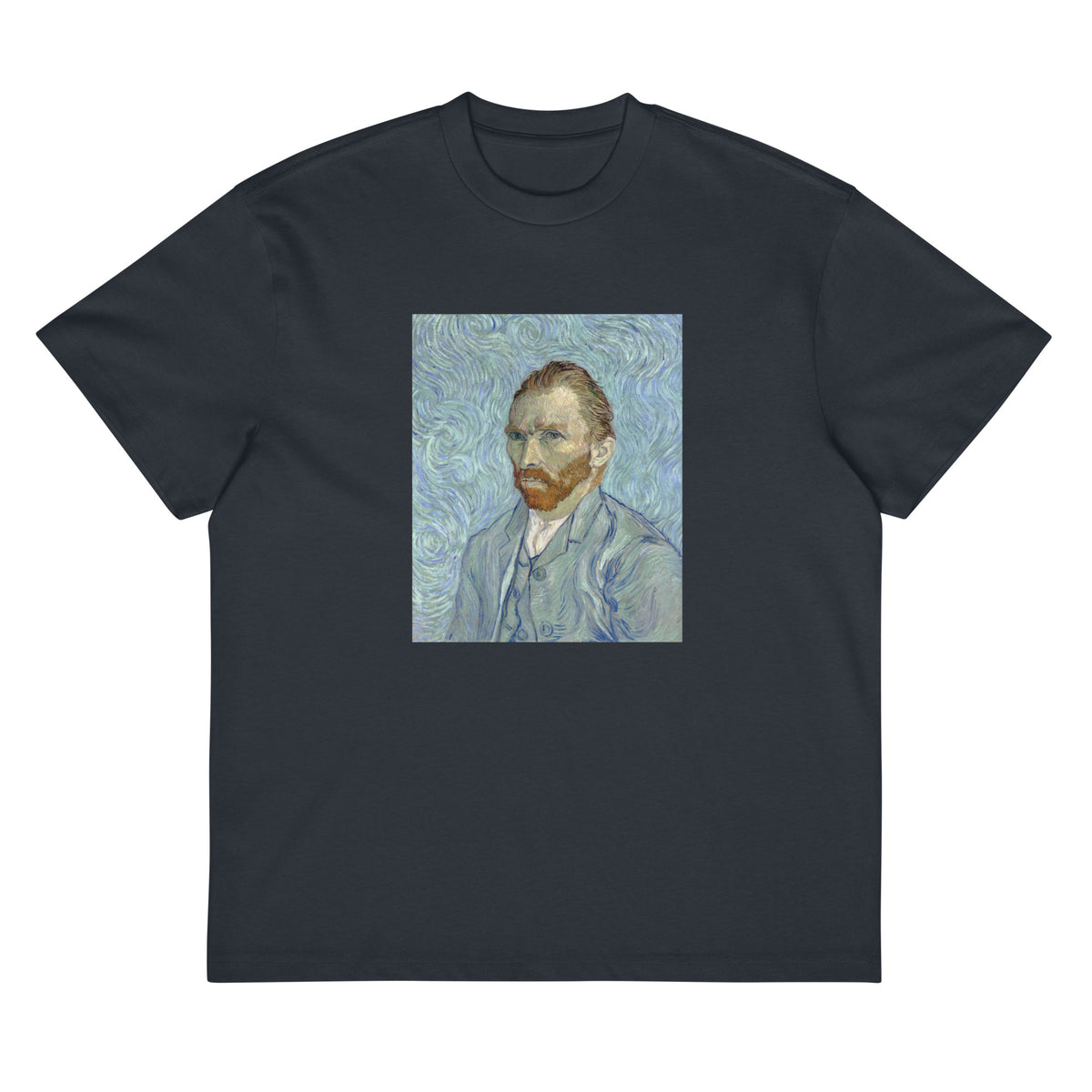 Navy T-shirt Vincent Van Gogh S Self-Portrait Famous Painting Signature