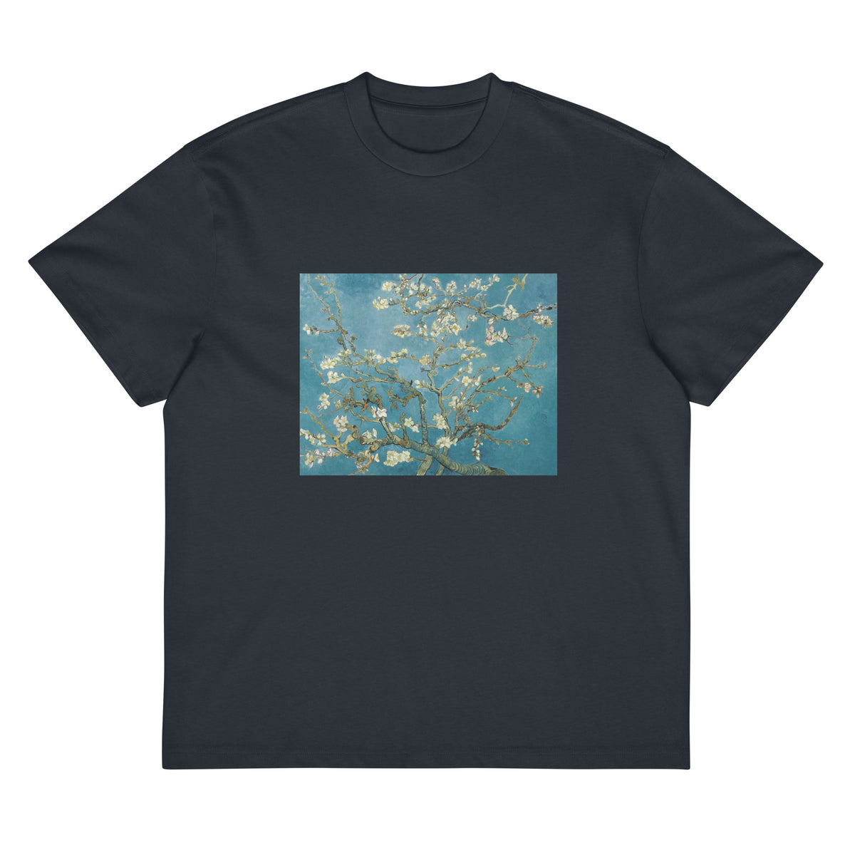 Navy T-shirt Vincent Van Gogh S Almond Blossom Famous Painting Signature