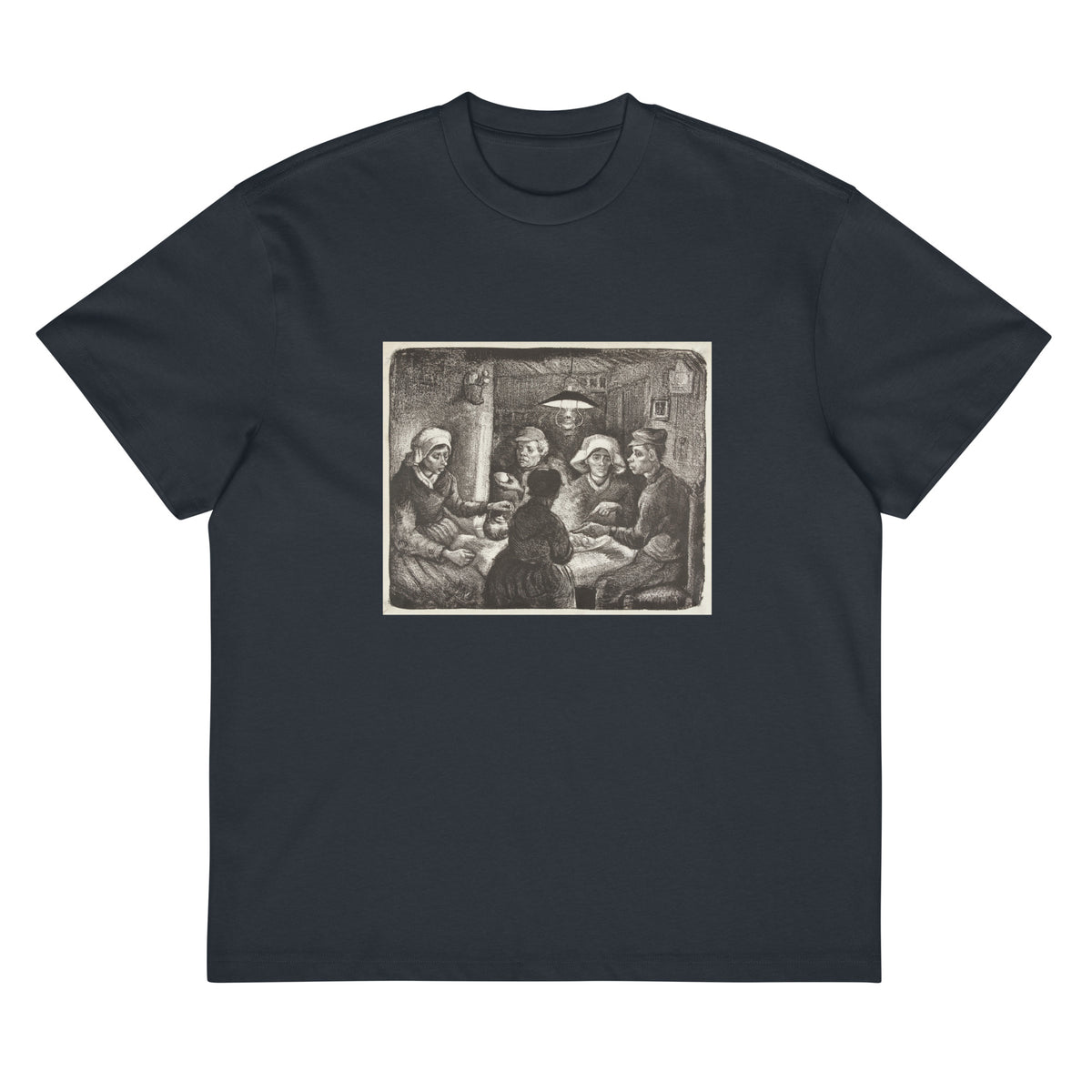 Navy T-shirt Composition Lithograph Of The Potato Eaters De Aardappeleters 1885 Signature