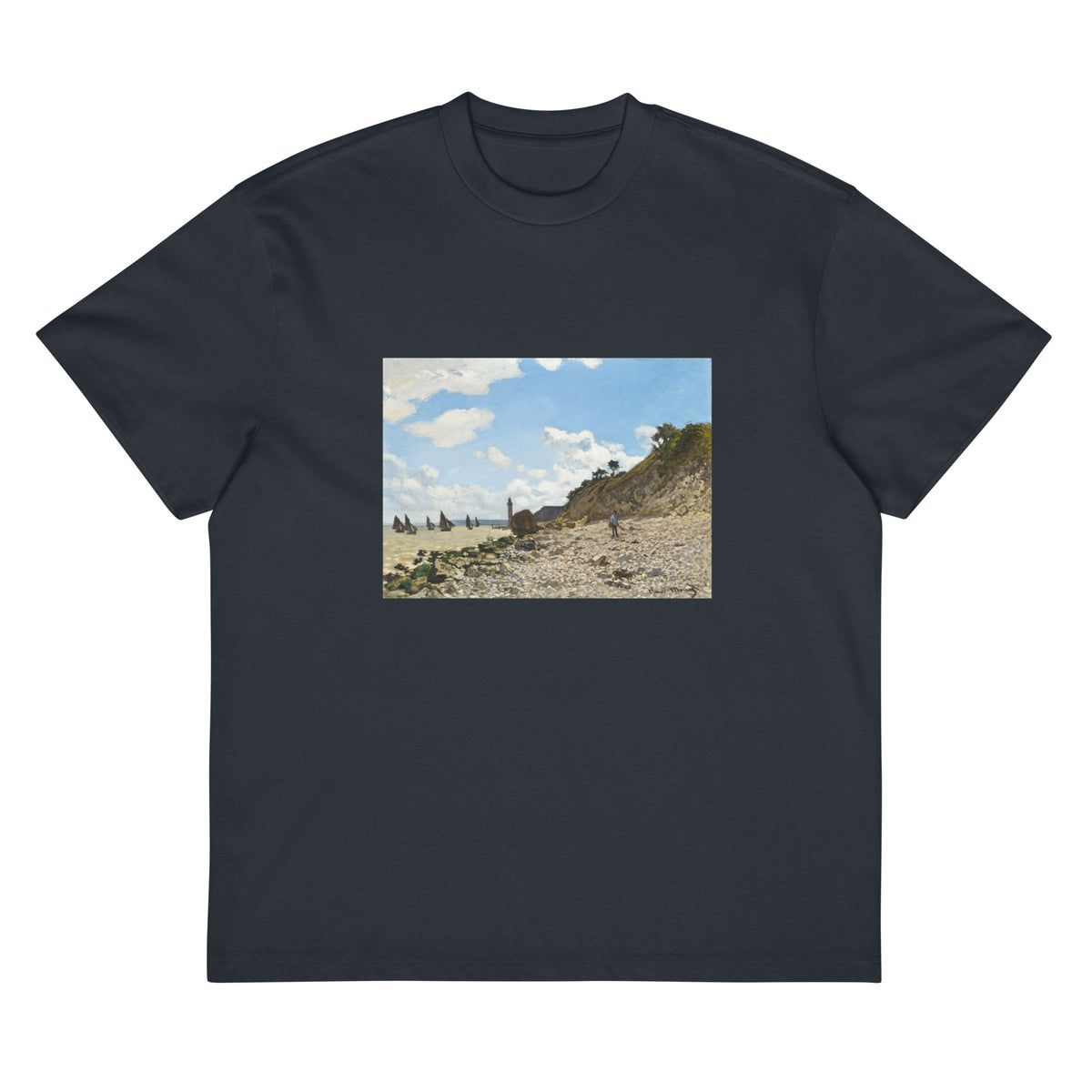 Navy T-shirt The Beach At Honfleur Signature
