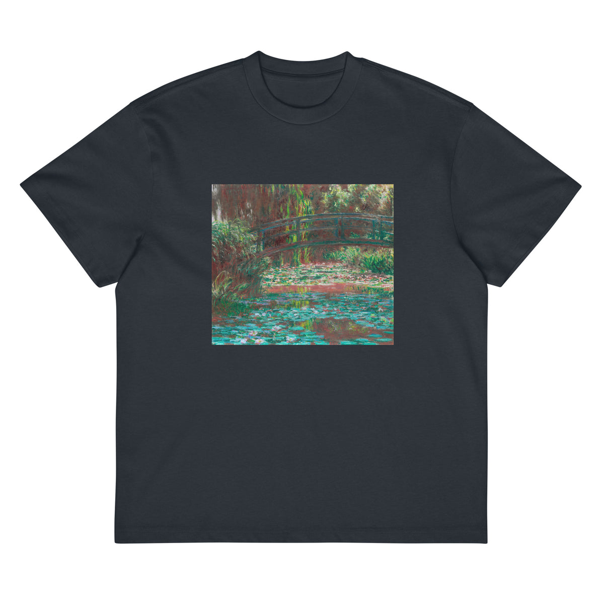Navy T-shirt Water Lily Pond Signature