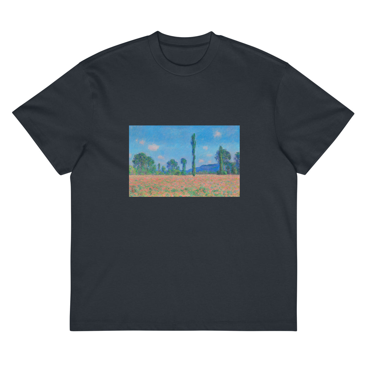 Navy T-shirt Poppy Field Giverny Signature