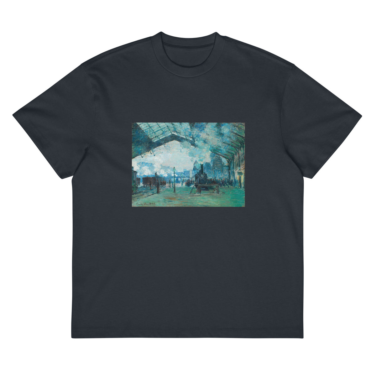 Navy T-shirt Arrival Of The Normandy Train Gare Saint-Lazare Signature
