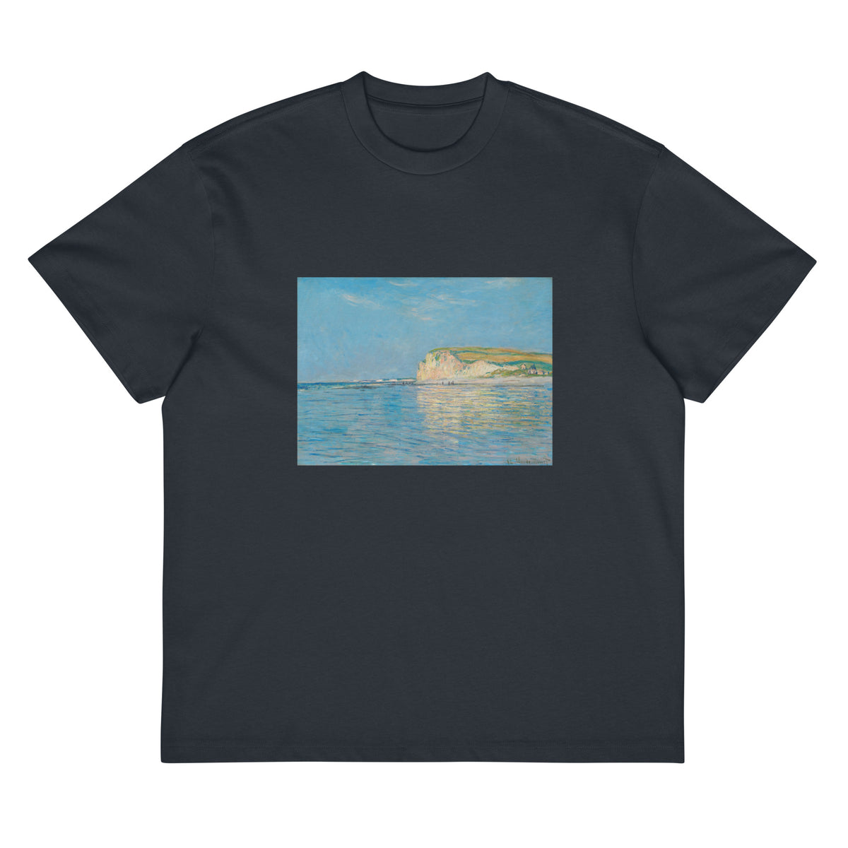 Navy T-shirt Low Tide At Pourville Near Dieppe Signature