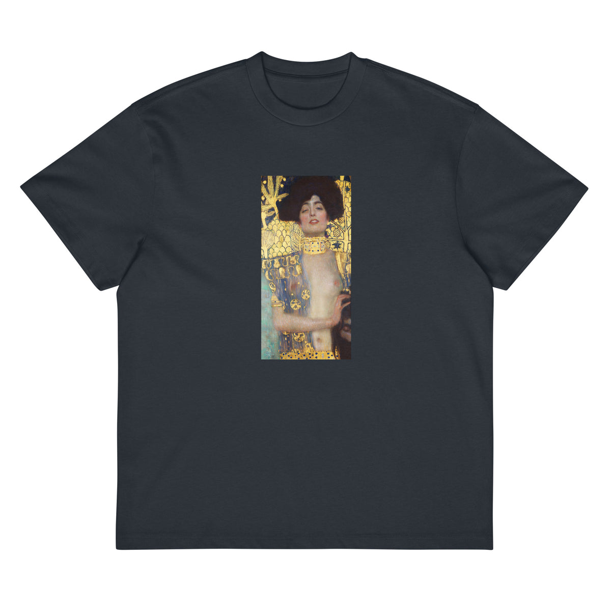 Navy T-shirt Gustav Klimt Judith And The Head Of Holofernes Famous Painting Signature