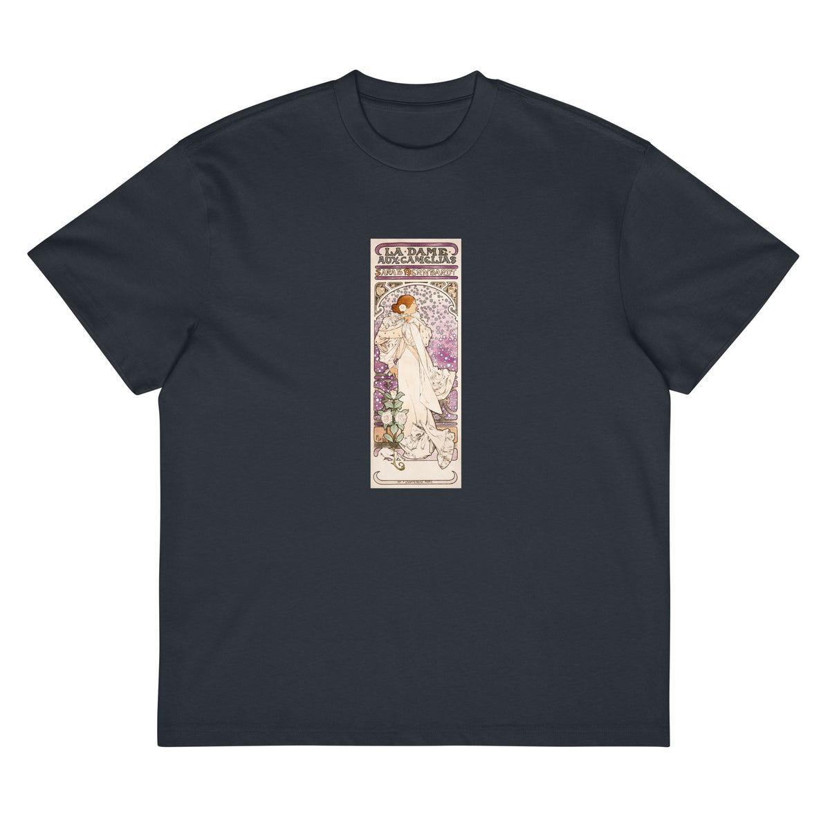 Navy T-shirt La Dame Aux Camelias Sarah Bernhardt Signature