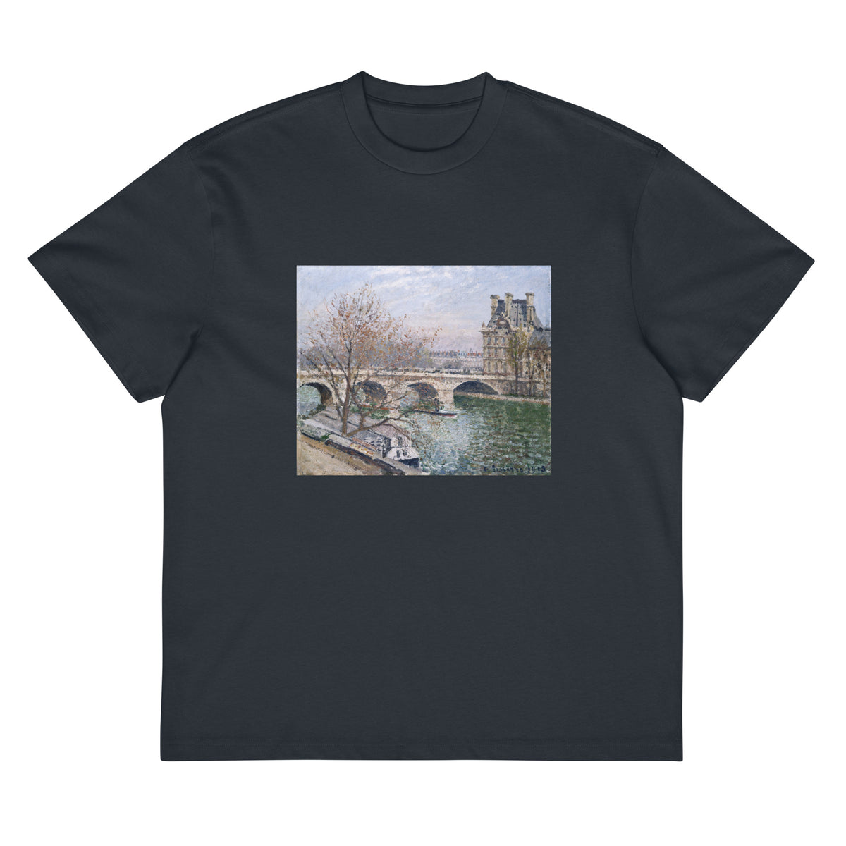 Navy T-shirt The Pont Royal And The Pavillon De Flore Signature