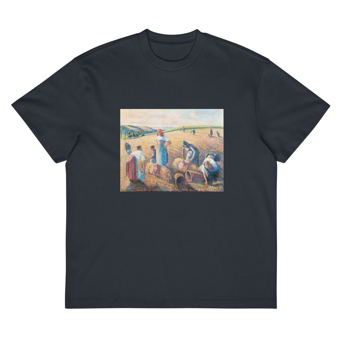 Navy T-shirt The Gleaners Painting In High Resolution Signature