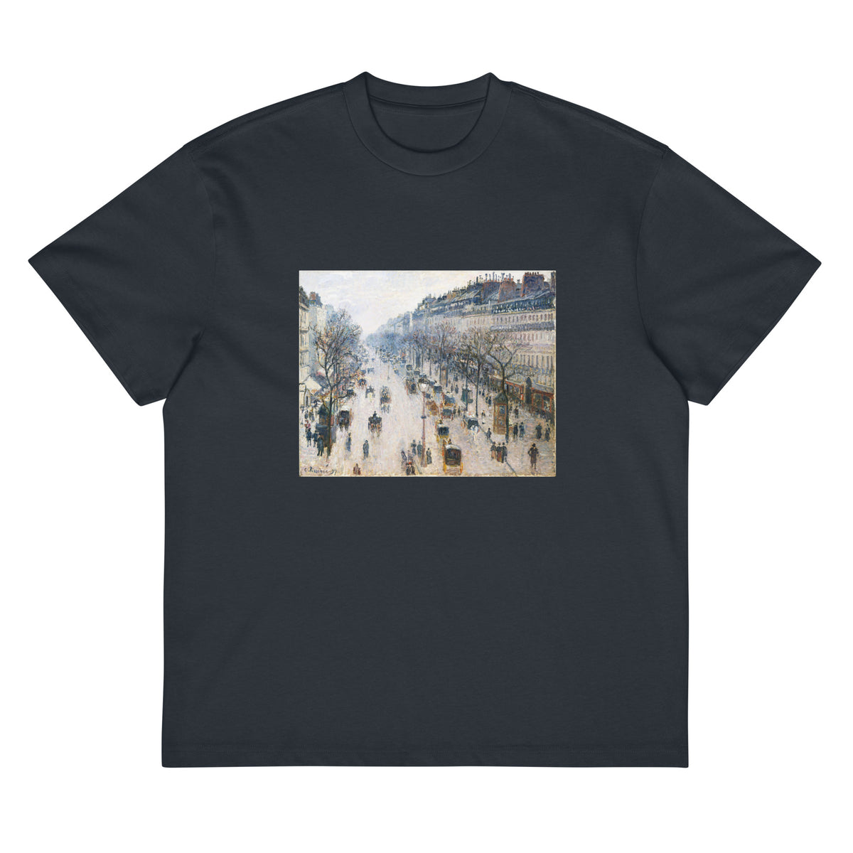 Navy T-shirt The Boulevard Montmartre On A Winter Morning Signature