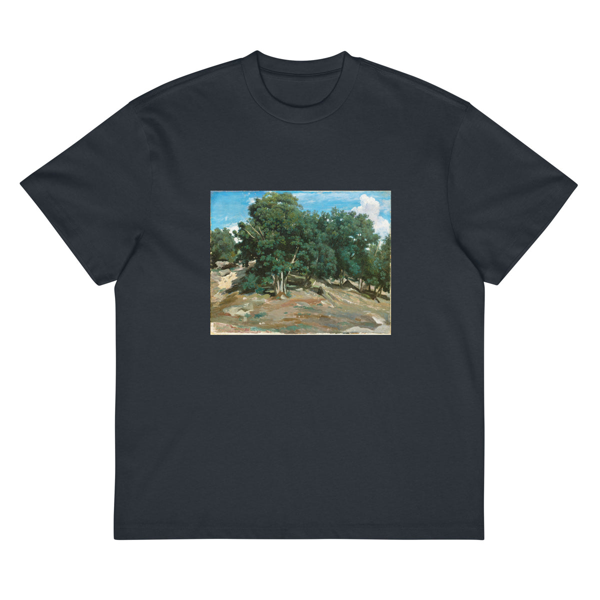 Navy T-shirt Fontainebleau Oak Trees At Bas-Breau 1832 Or 1833 Signature