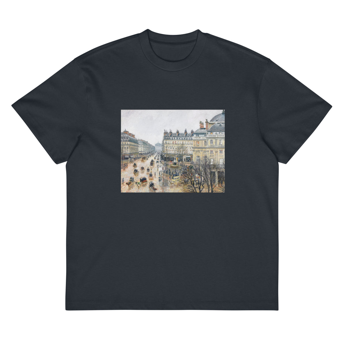 Navy T-shirt French Theater Square Paris Painting In High Resolution Signature